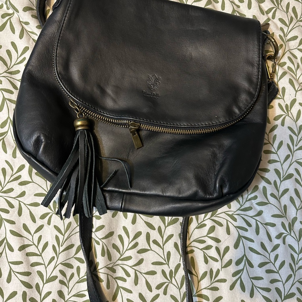 Black Leather Crossbody Bag from Italy